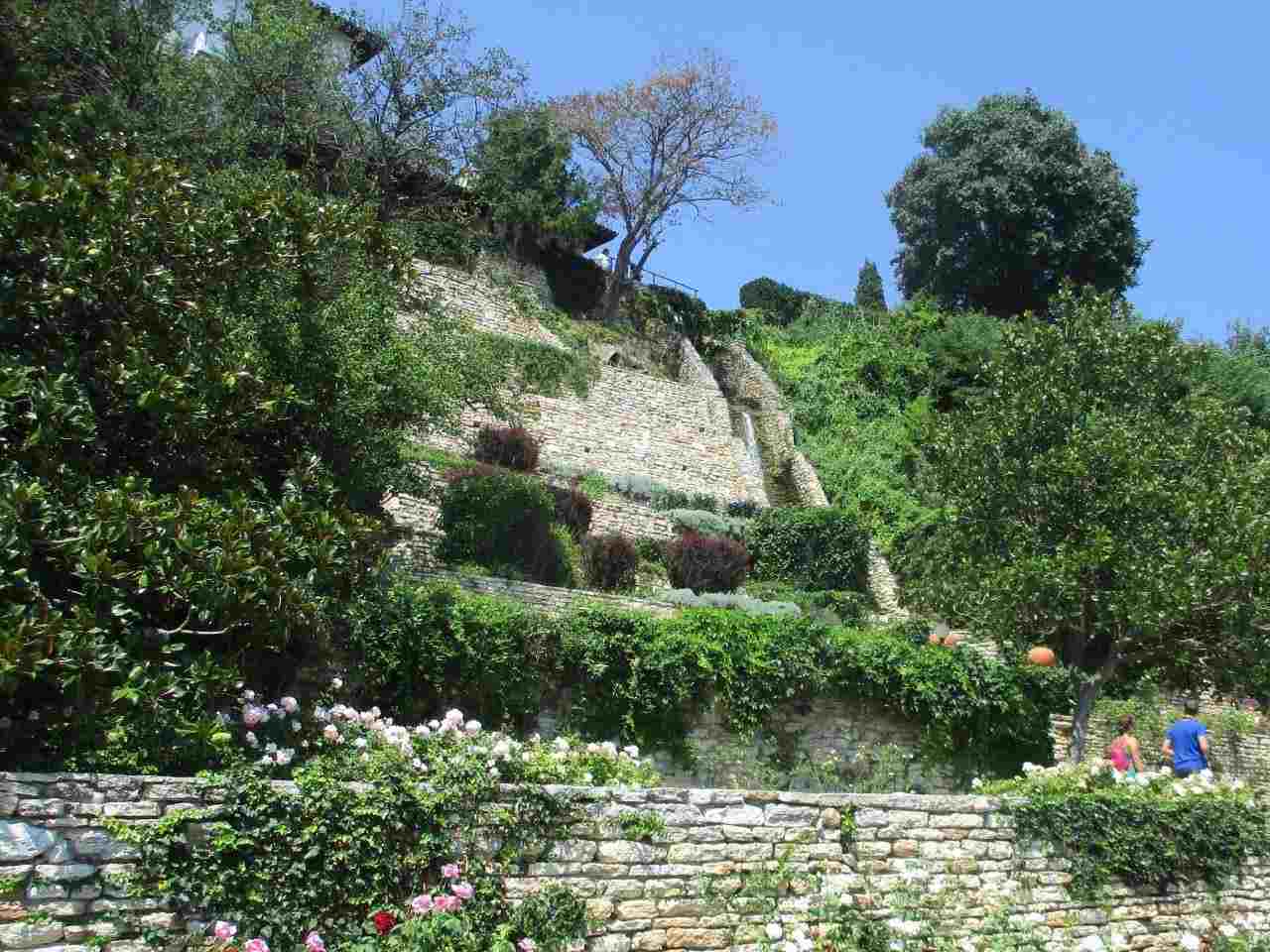 View up the cliff face to the Balchik gardens